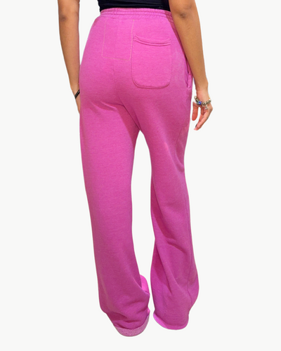 WIDE LEG WOMENS POCKET SWEATPANTS IN MAGENTA