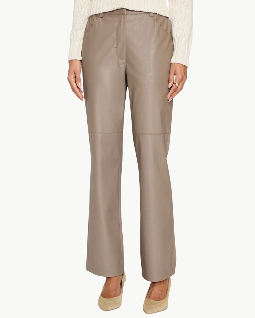 LARA VEGAN LEATHER PANT IN BRUME