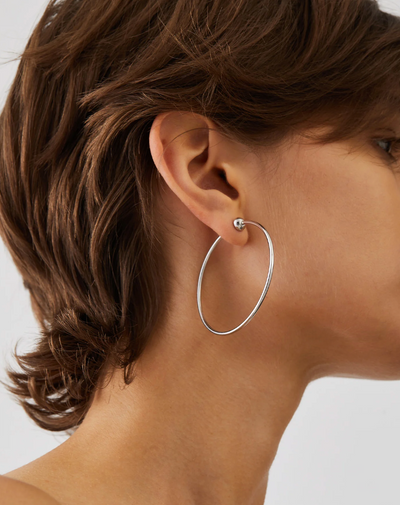 ICON HOOPS SMALL IN RHODIUM