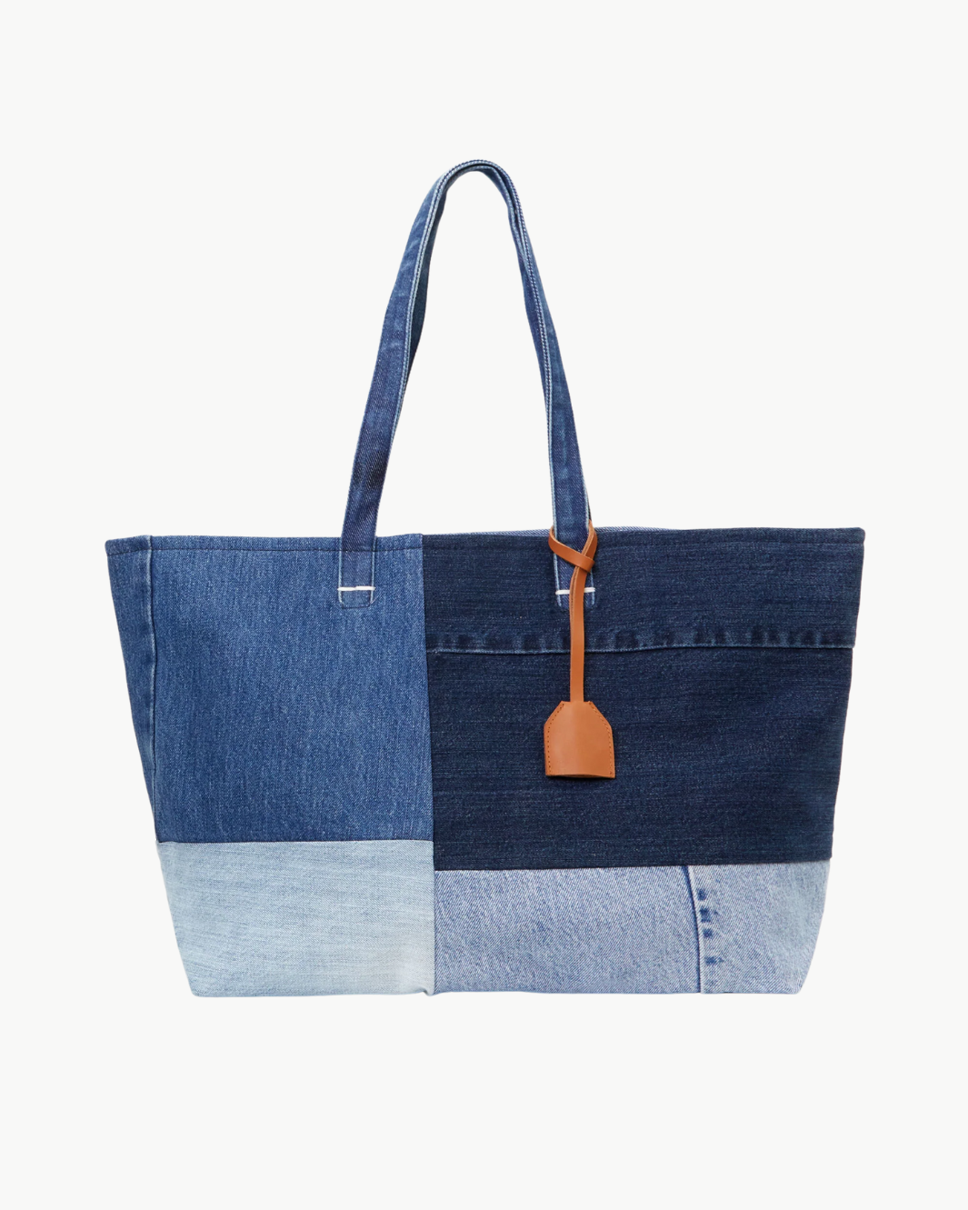 VOLIE TOTE IN WASHED DENIM PATCHWORK