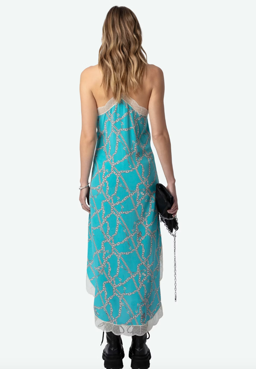 RISTYL SILK DRESS IN AQUA - Romi Boutique