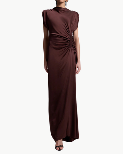 NADIA GOWN IN CHOCOLATE PLUM