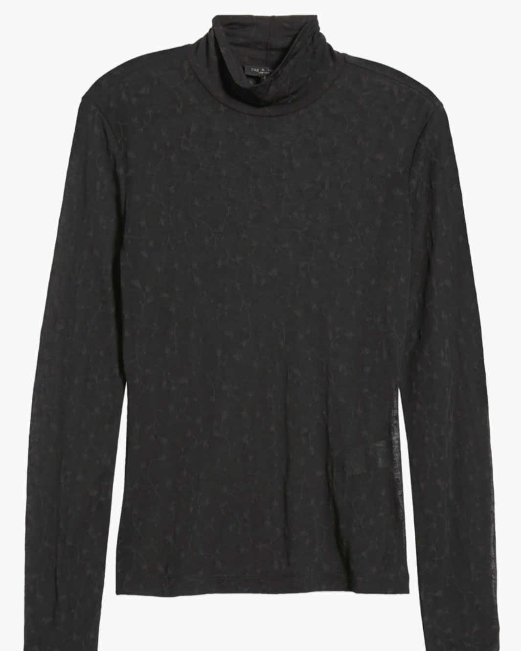 VALENCIA MICRO FLORAL TURTLENECK IN BLACK