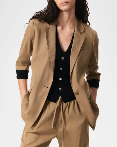 JENNIE LINEN BLAZER IN MUTED BROWN