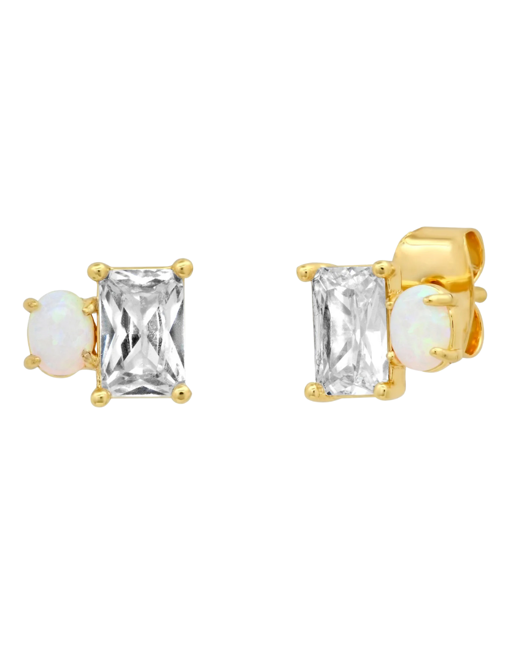 CZ AND OPAL SIMPLE STUD EARRING IN CLEAR