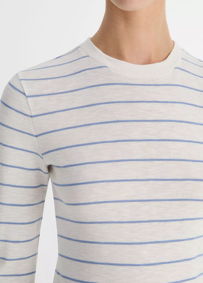 STRIPED LONG SLEEVE CREW IN PACIFIC OPAL COMBO