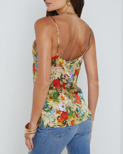 GABRIELLA V NECK TANK IN YELLOW MULTI VINTAGE BOTANICAL