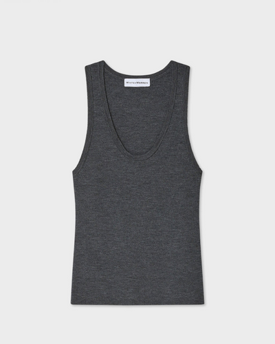 SUPERFINE MERINO RIBBED TANK TOP IN ASH GREY HEATHER