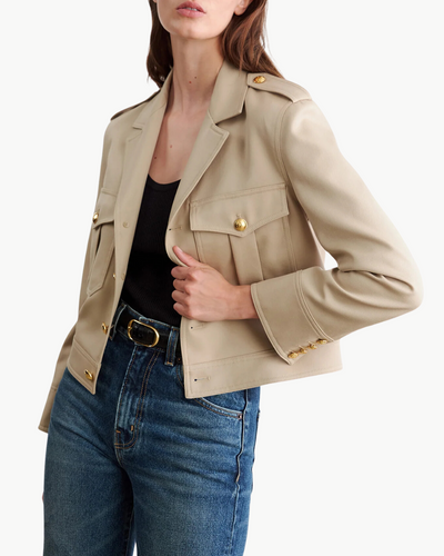 LISE CROPPED MILITARY BLAZER IN ROOSEVELT KHAKI