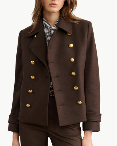 ORNELLA CROPPED PEACOAT IN COCOA