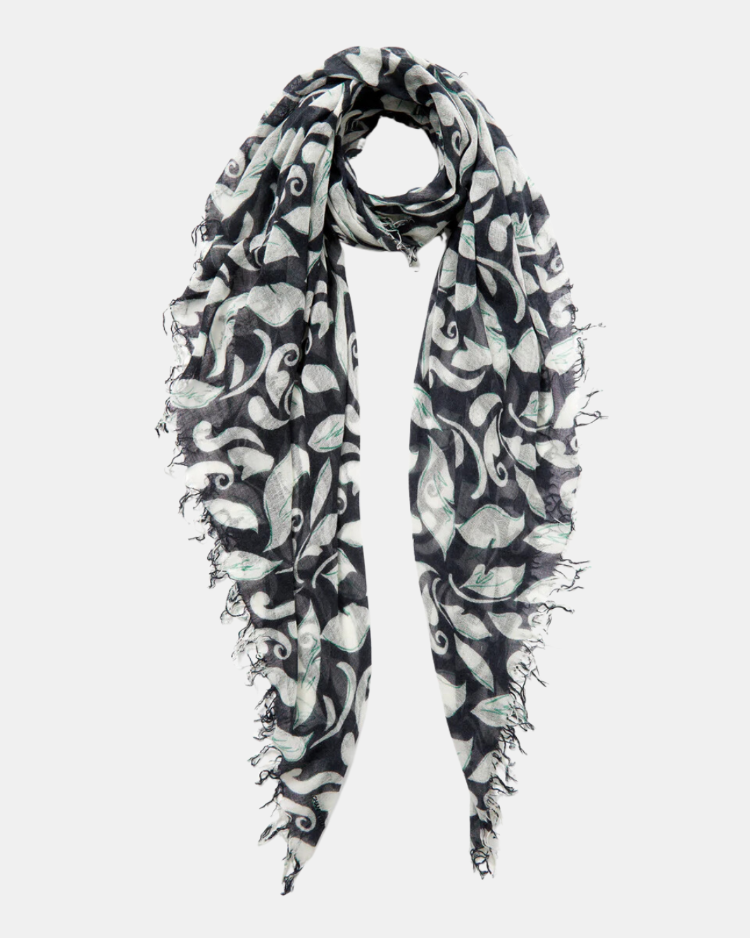 PRINTED CASHMERE AND SILK SCARF IN BLACK