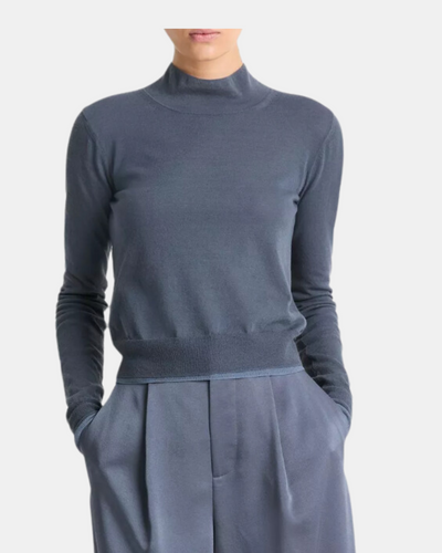 DOUBLE LAYER TURTLE NECK IN IRIS WATER / DARK WATER