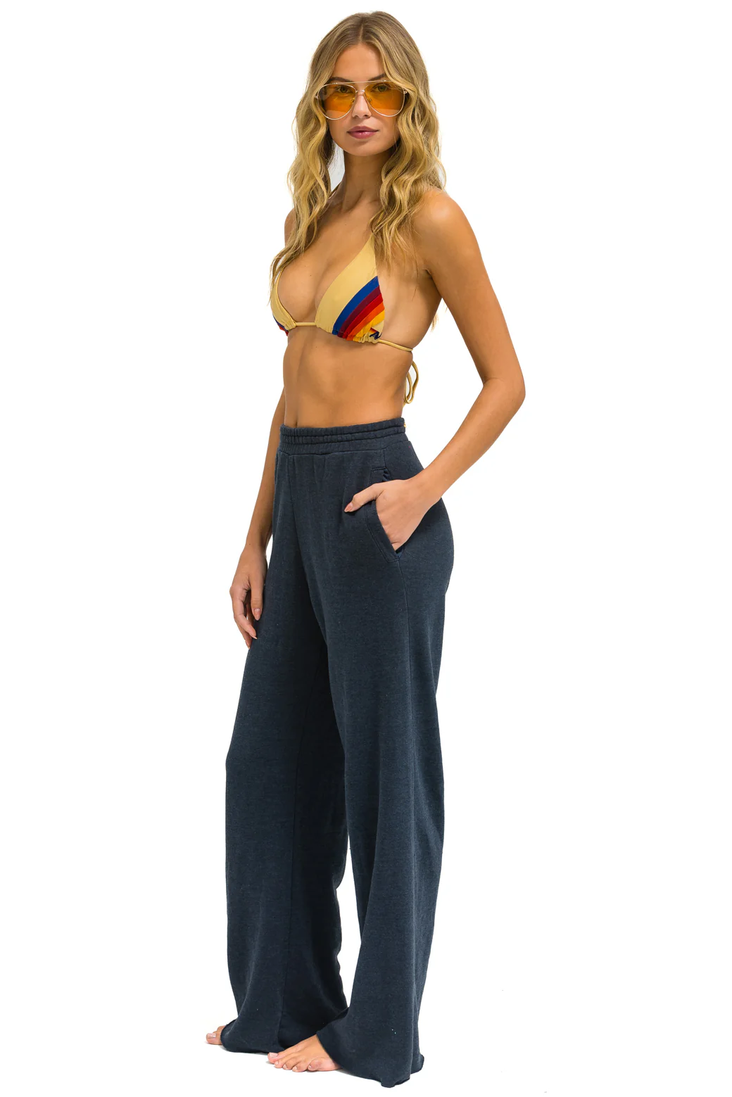 WIDE LEG WOMENS POCKET SWEATPANTS IN CHARCOAL