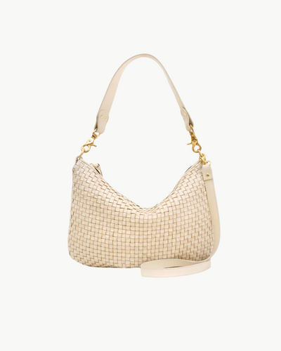 MOYEN MESSENGER IN CREAM WOVEN CHECKER