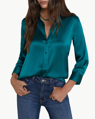 DANI SILK BLOUSE IN OCEAN TEAL