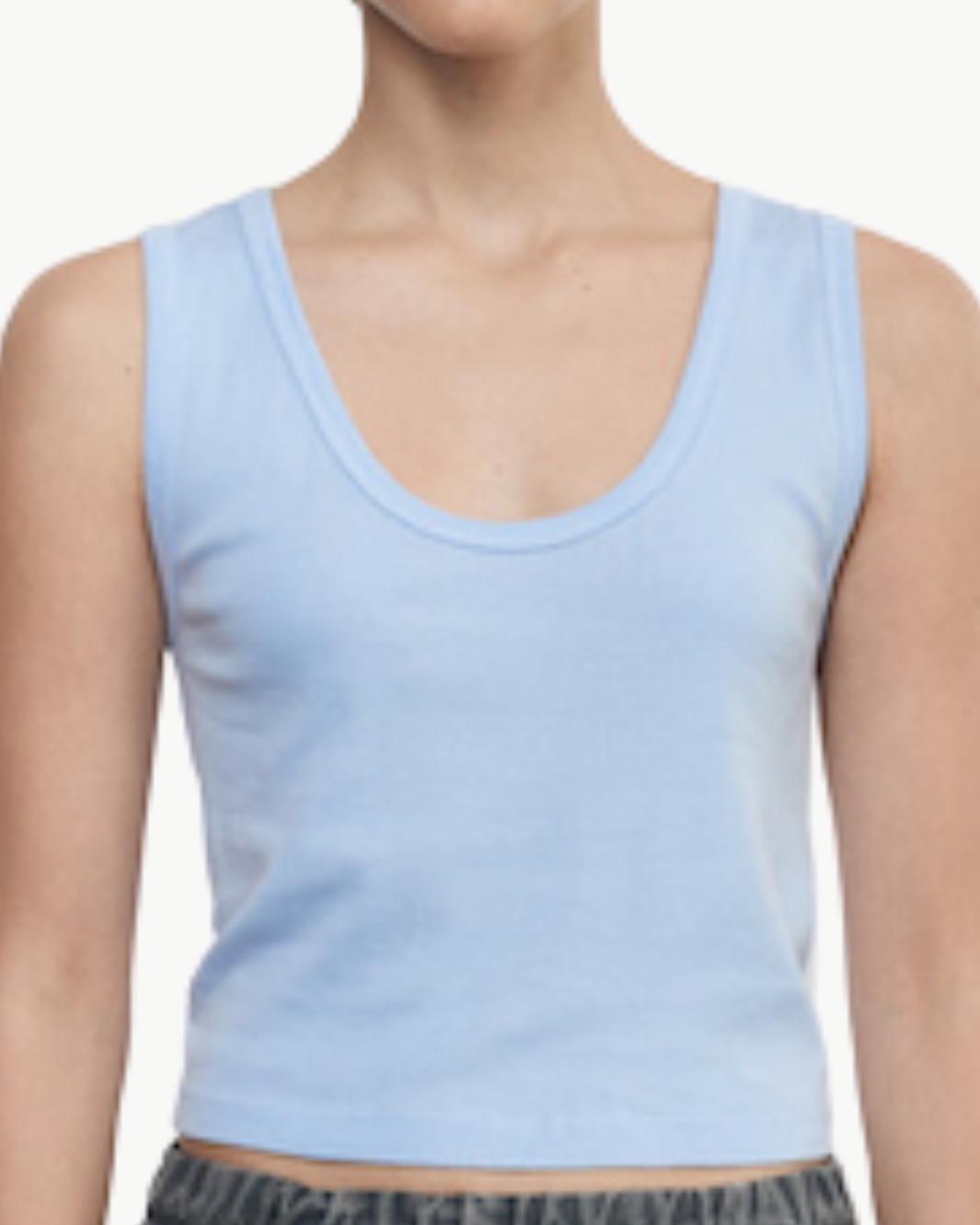 SUPIMA BABY RIB CROPPED TANK IN LIGHT BLUE