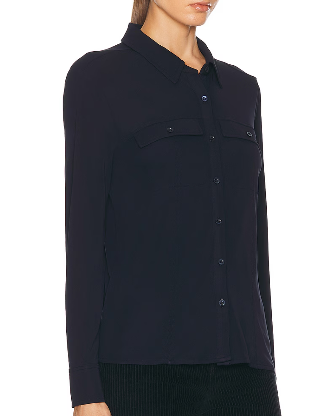 JERSEY BUTTON UP SHIRT IN NAVY