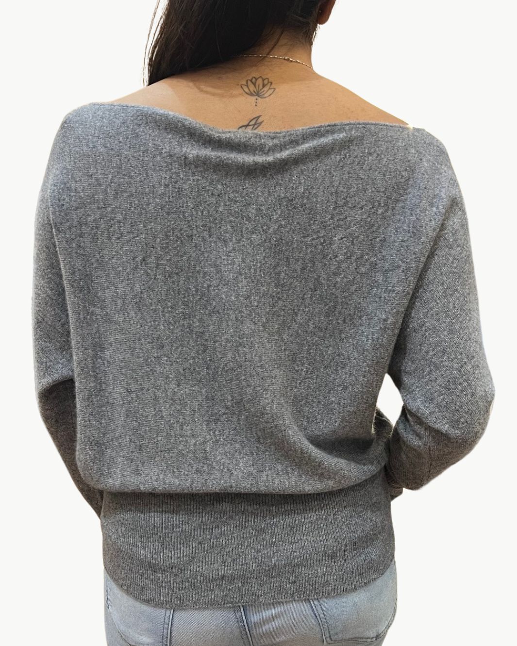 MIMI OFF-THE-SHOULDER SWEATER IN HEATHER GREY