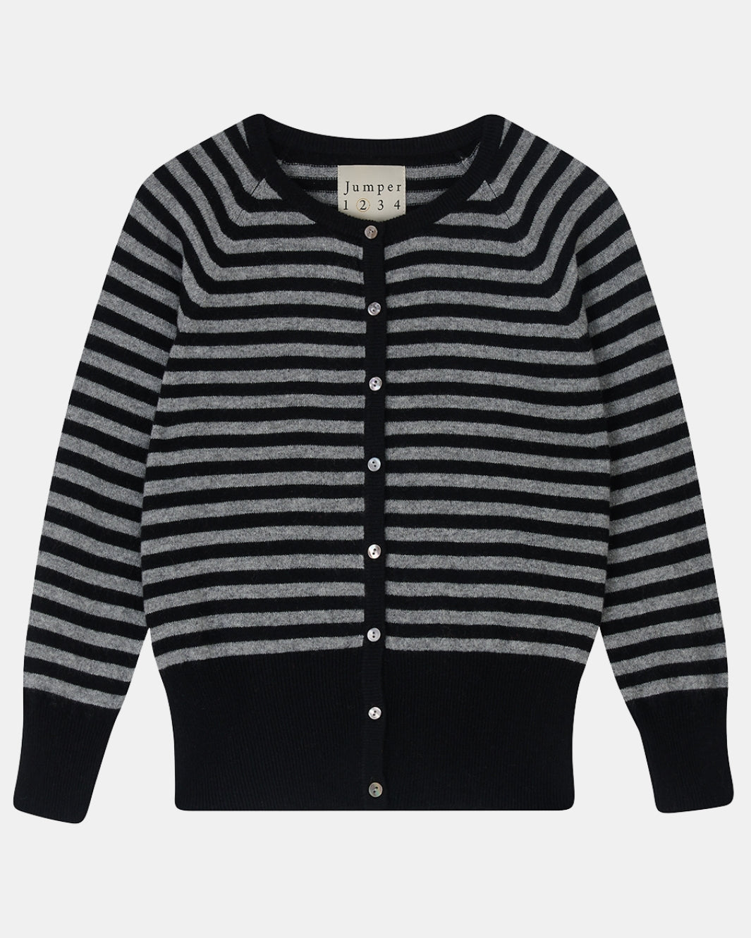 STRIPE SHRUNKEN CARDIGAN IN BLACK