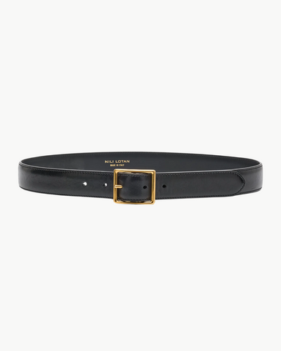 GABRIELE BELT IN BLACK WITH ANTIQUE GOLD BUCKLE