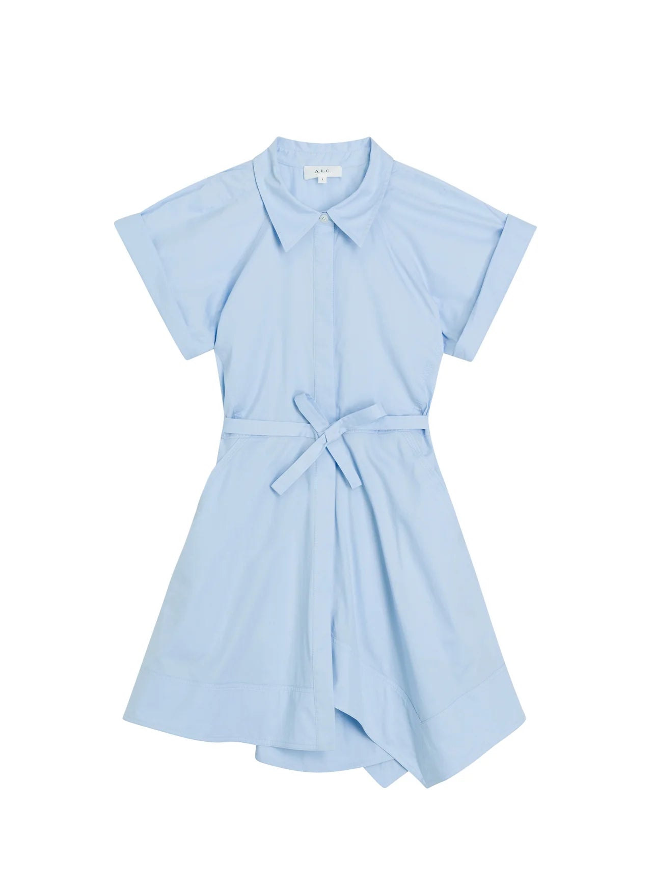 JULIE COTTON MINI SHIRTDRESS IN SKY BLUE - Romi Boutique