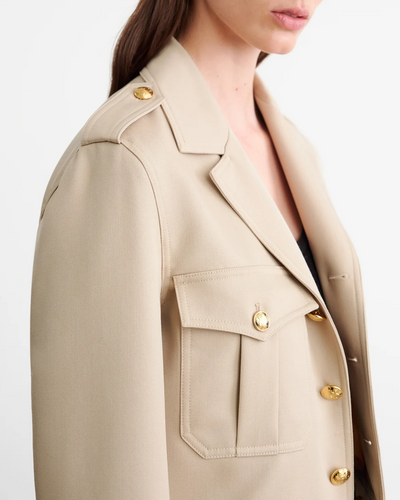 LISE CROPPED MILITARY BLAZER IN ROOSEVELT KHAKI