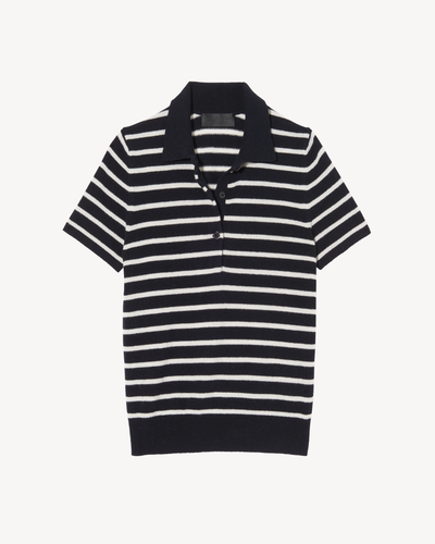 LEANNA POLO IN DARK NAVY/IVORY STRIPE