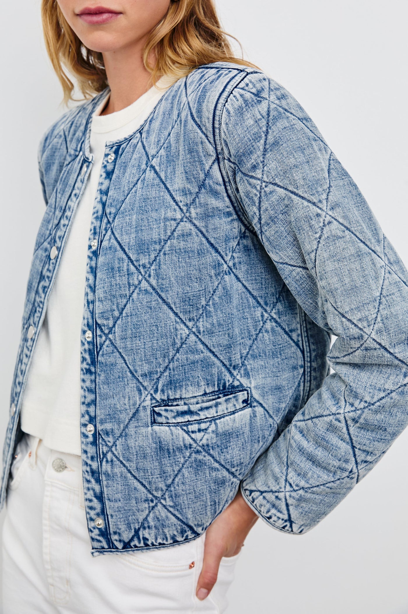 ENCY JACKET IN MID BLUE