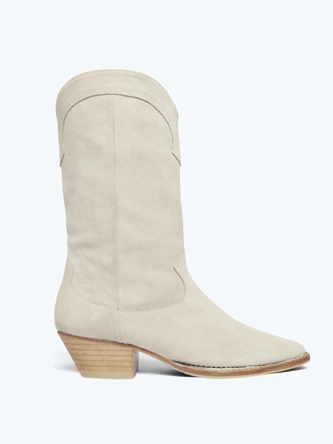 LORETTA WESTERN BOOT IN BONE SUEDE