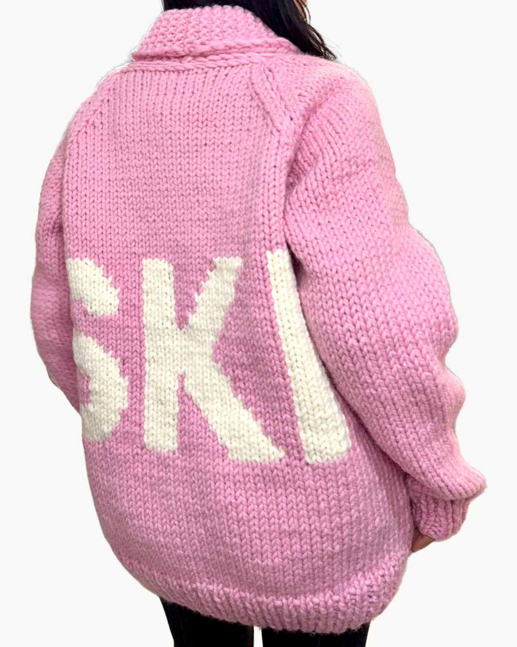 LONG CLASSIC SKI CARDI IN BUBBLE GUM