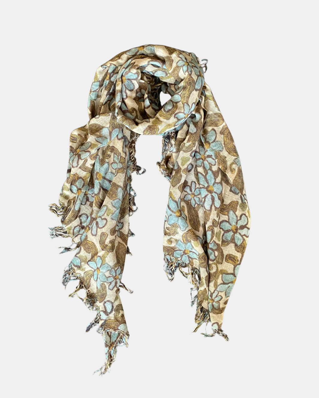 BLUE DAISY SCARF IN CLOUD CREAM