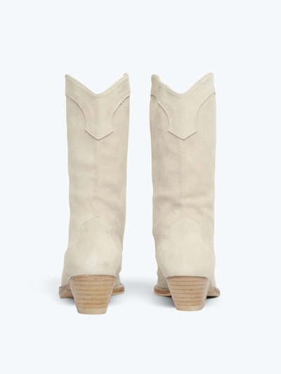 LORETTA WESTERN BOOT IN BONE SUEDE