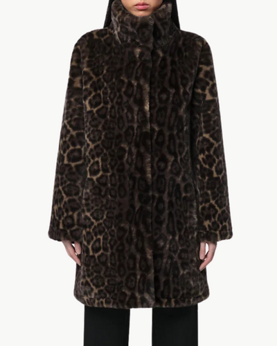 BLAIR LEOPARD MID-LENGTH COAT IN DARK LEOPARD