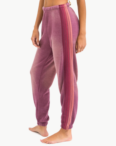 5 STRIPE WOMENS SWEATPANT IN FADED BERRY