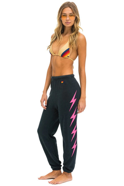 BOLT 4 SWEATPANTS IN CHARCOAL/NEON PINK