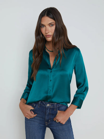 DANI SILK BLOUSE IN OCEAN TEAL