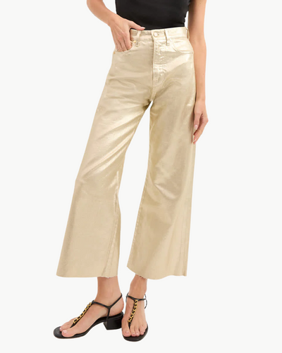 TAYLOR CROPPED HIGH RISE WIDE LEG METALLIC IN GOLD