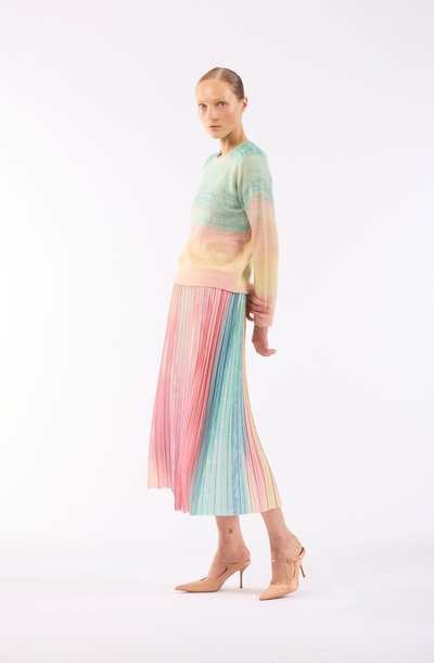 SCATTERED CLOUDS PLEATED SKIRT IN SPARKLING SURF