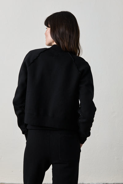 FOX ZIP FRONT BOMBER IN BLACK