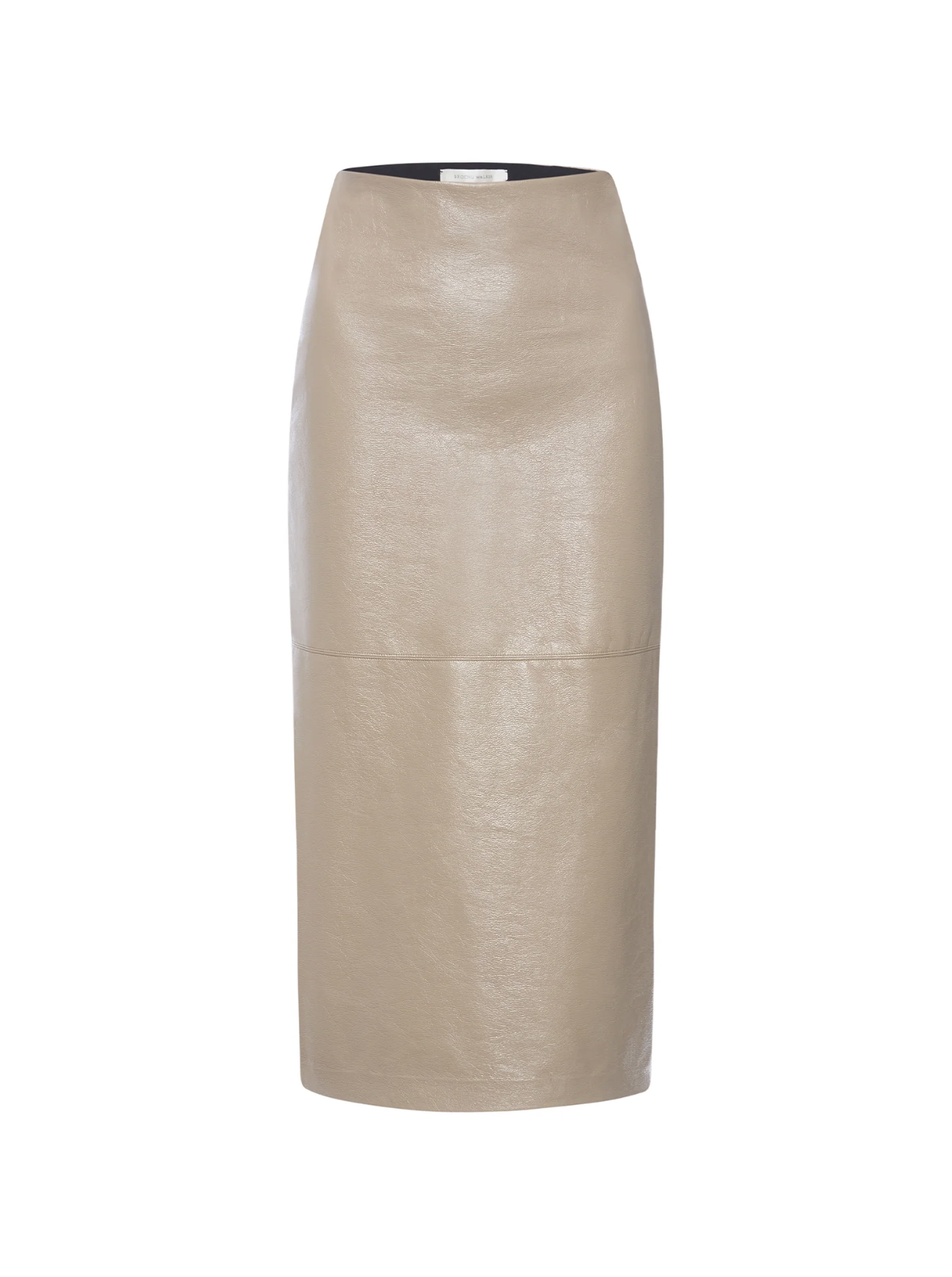 IRENE VEGAN LEATHER SKIRT IN GLOSSY TAUPE