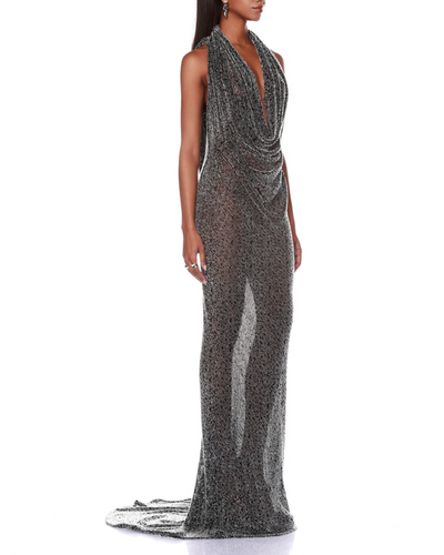 AMALIA NOIR BEADED GOWN IN BLACK