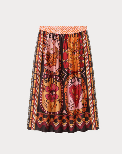 VANESSA PRINTED MIDI SKIRT IN SUNSET