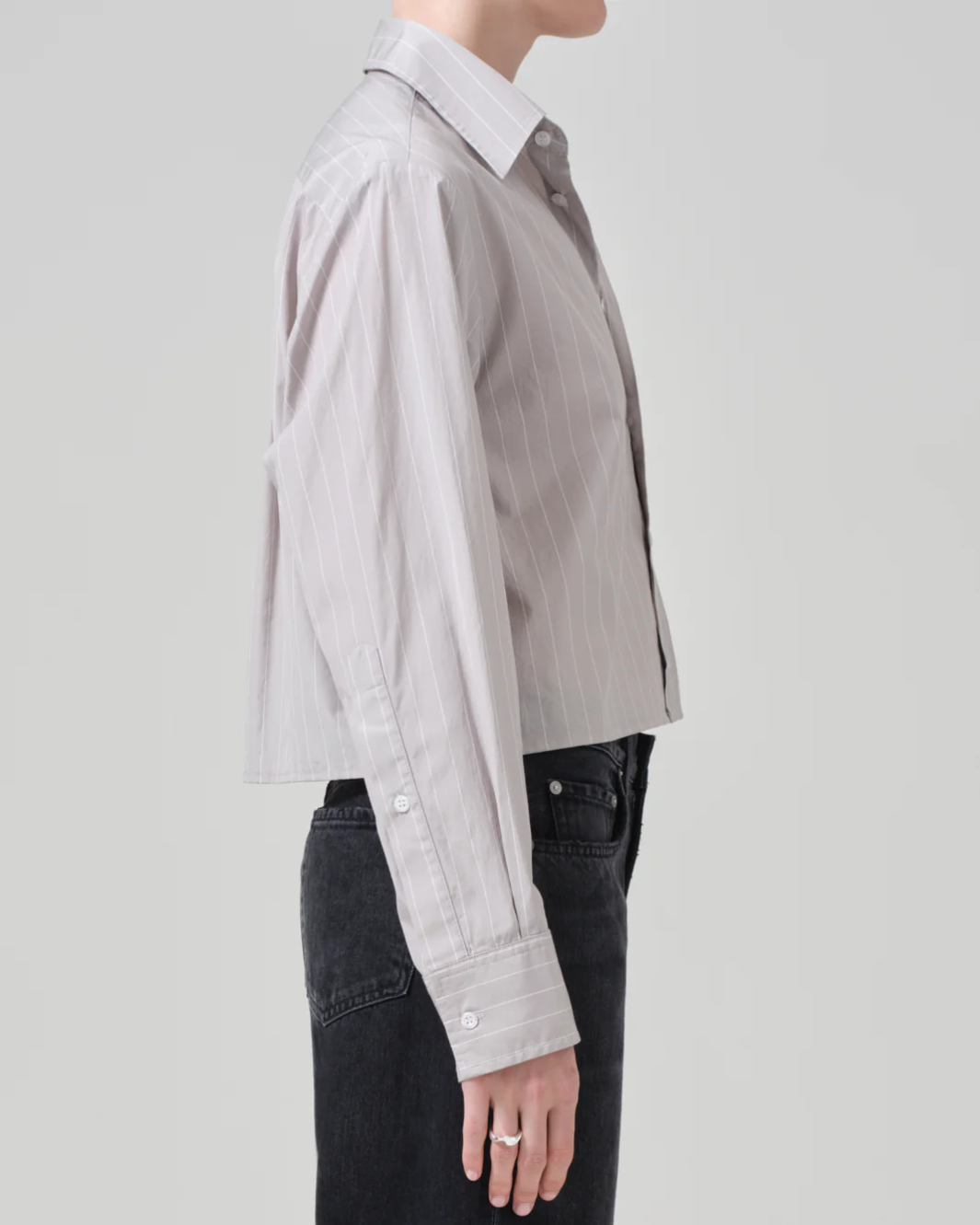 FINO CROPPED SHIRT IN TAILOR GREY STRIPE