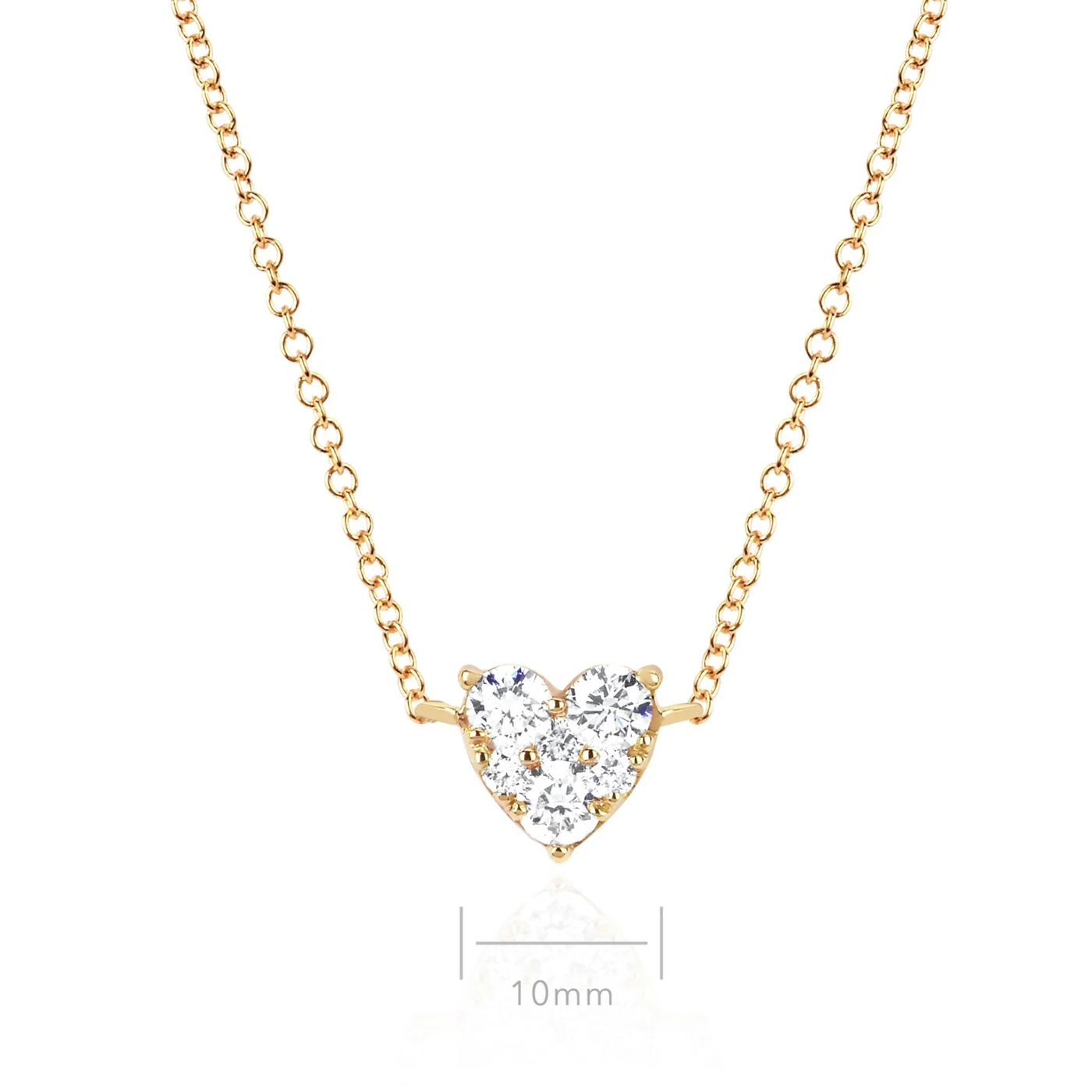 FULL CUT DIAMOND HEART CHOKER NECKLACE IN GOLD