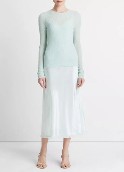 WAFFLE STITCHED CASHMERE SILK SWEATER IN SEA STAR - Romi Boutique