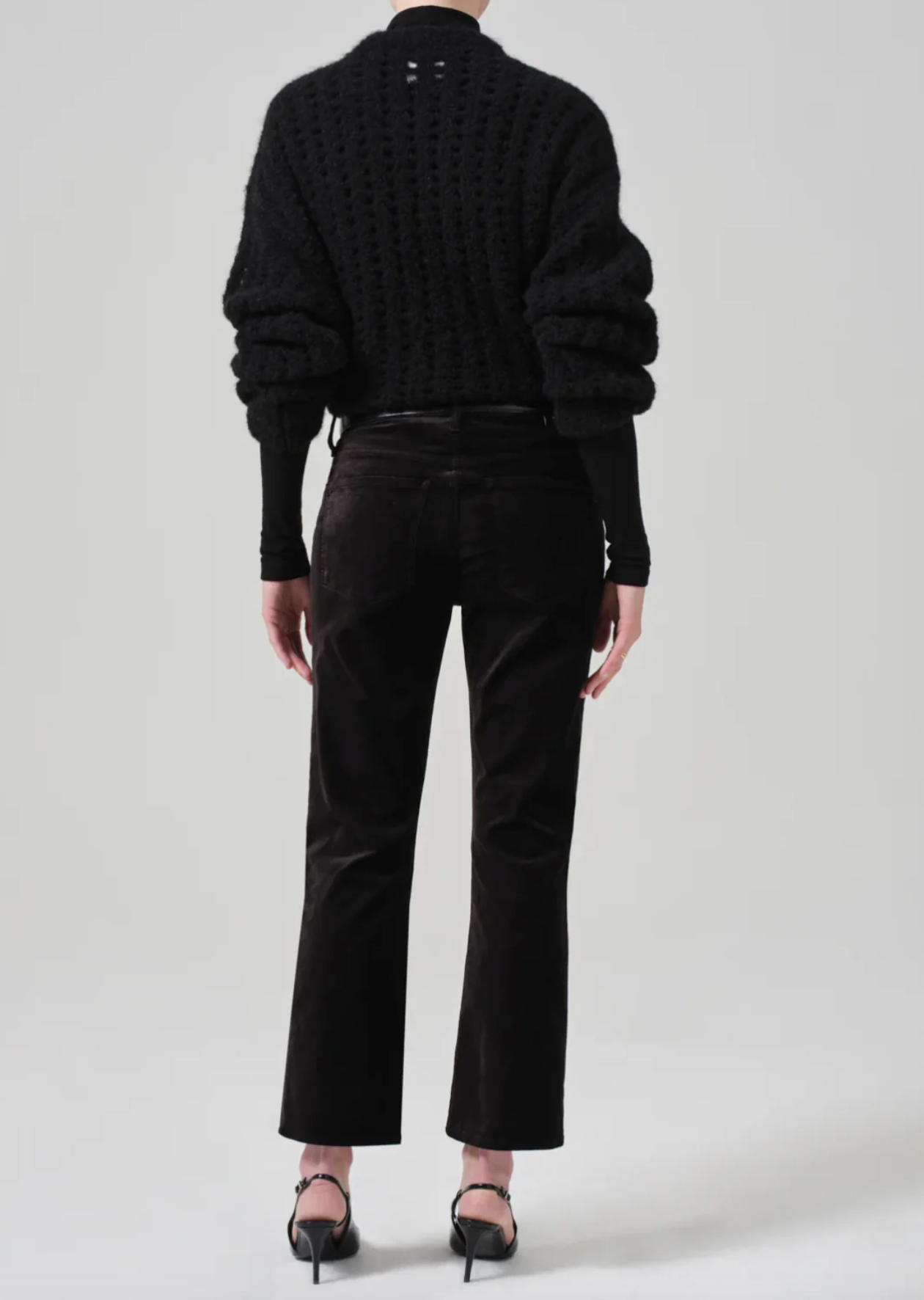 ISOLA CROPPED VELVET TROUSER IN BLACK