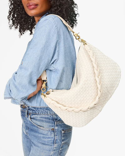 SHOULDER STRAP IN CREAM BRAIDED NAPPA