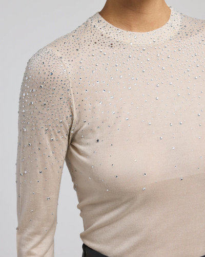 ELSIE CRYSTAL SWEATER IN BEIGE