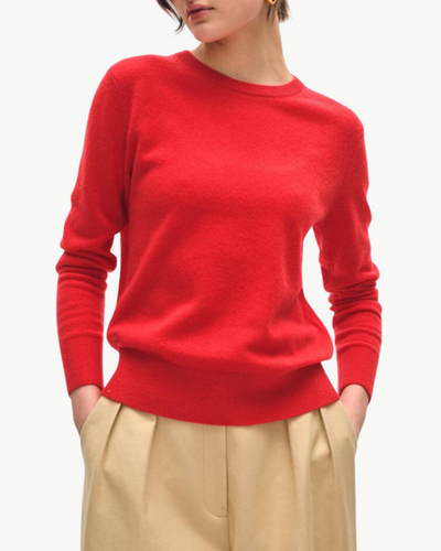 CASHMERE CORE CREWNECK IN BRIGHT SCARLET