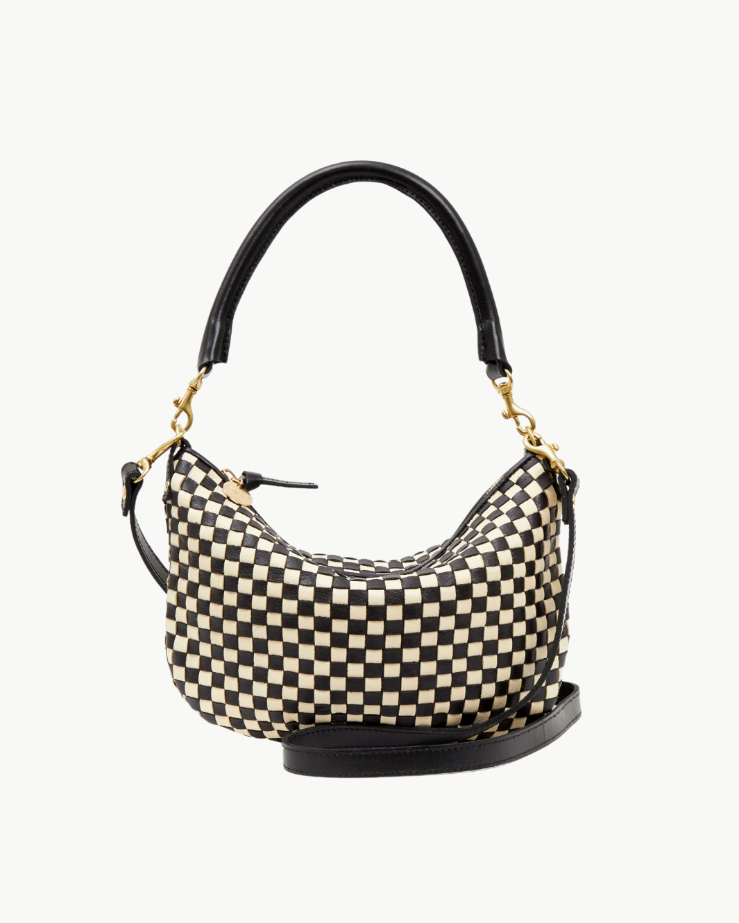 PETIT MOYEN MESSENGER WOVEN CHECKER IN BLACK/CREAM